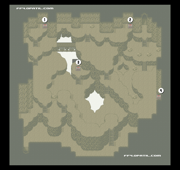 Final Fantasy 4／ファイナルファンタジー4 攻略：ミストの洞窟 マップ画像